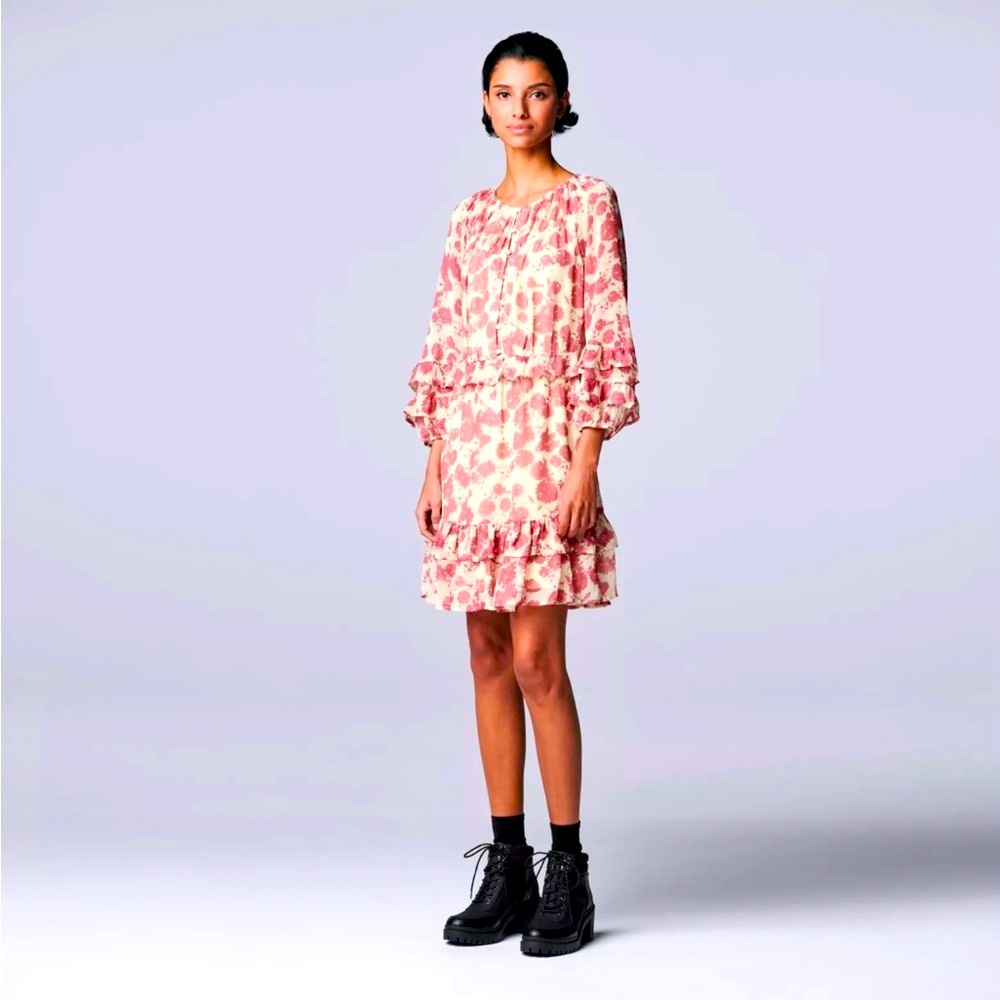 SIMPLY VERA VERA WANG RUFFLED CHIFFON DROP WAIST SOO FEMININE SIZE XL